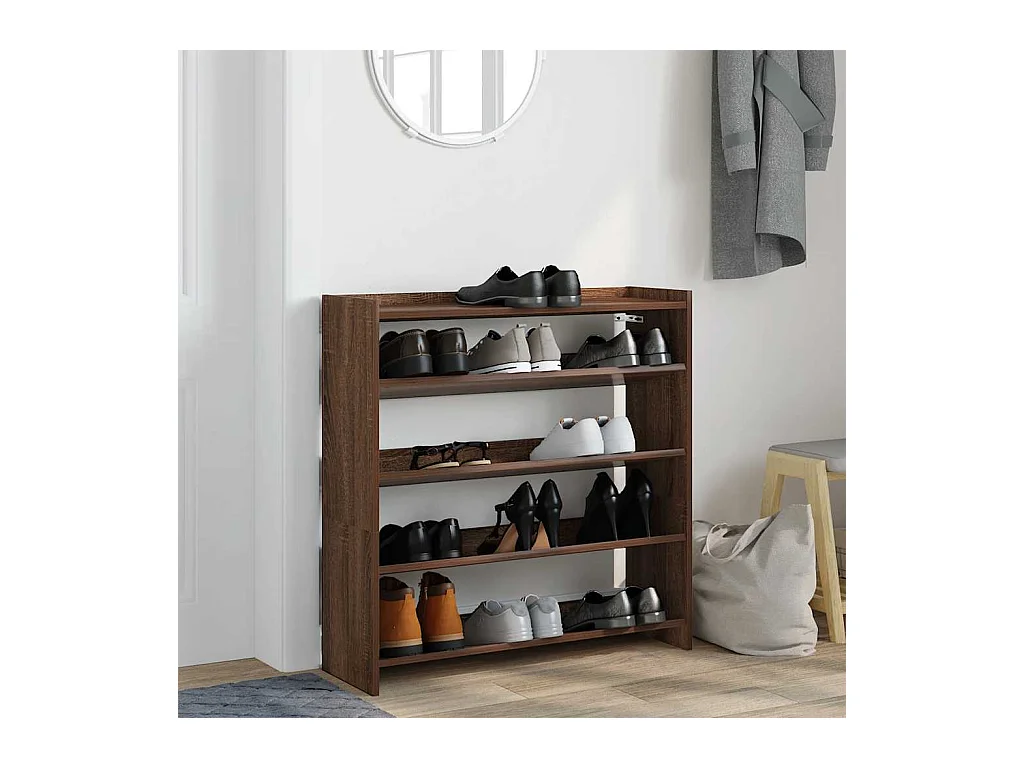 Étagère à chaussures chêne marron 80x25x81 cm bois ingénierie