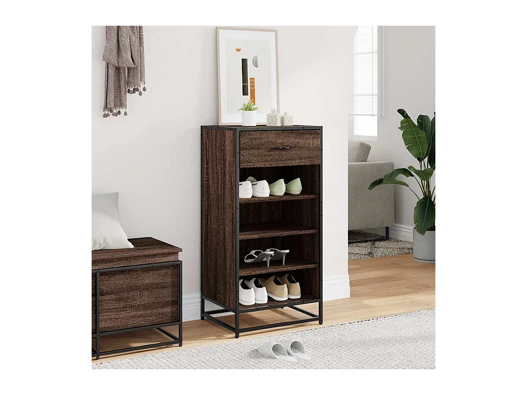 Étagère à chaussures chêne marron 48x38x97,5 cm bois ingénierie