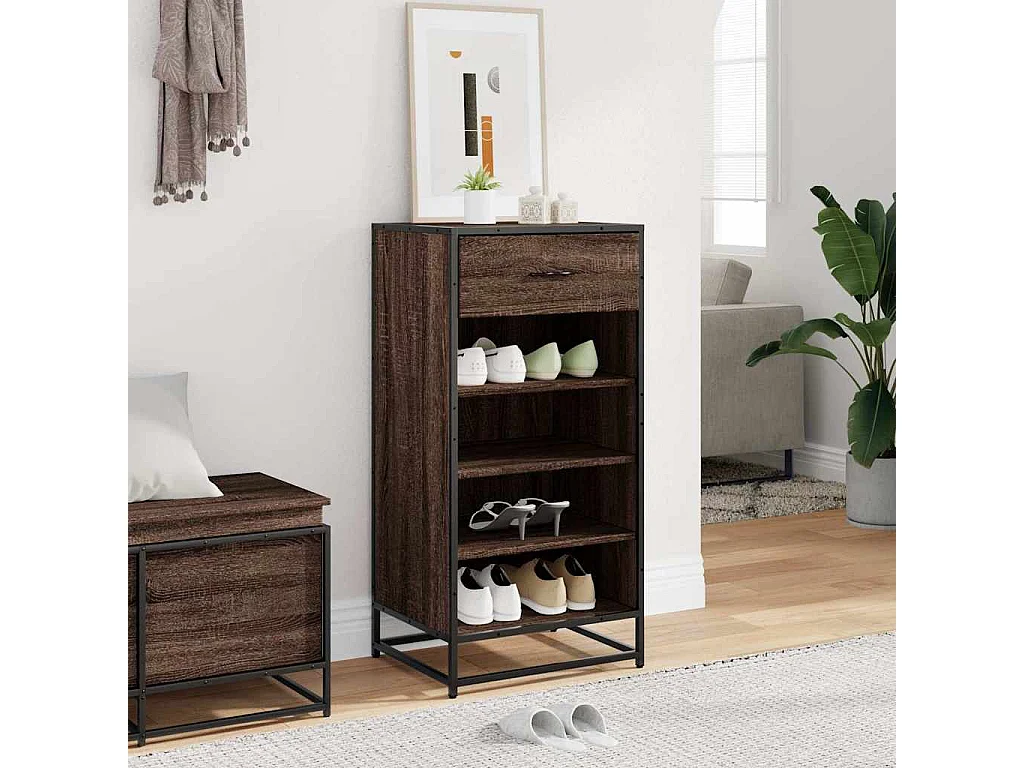 Étagère à chaussures chêne marron 48x38x97,5 cm bois ingénierie