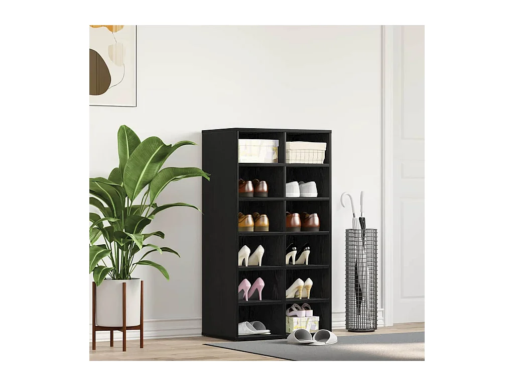 Étagère à chaussures chêne noir 54x34x100,5 cm bois ingénierie