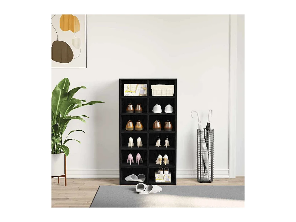 Étagère à chaussures chêne noir 54x34x100,5 cm bois ingénierie