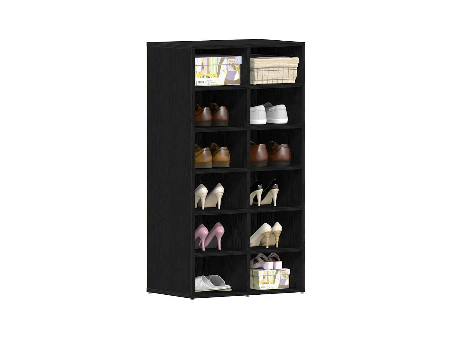 Étagère à chaussures chêne noir 54x34x100,5 cm bois ingénierie