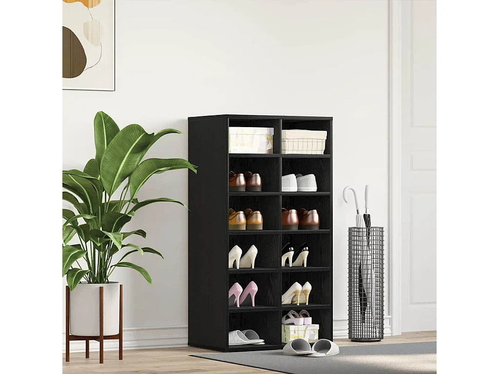 Étagère à chaussures chêne noir 54x34x100,5 cm bois ingénierie