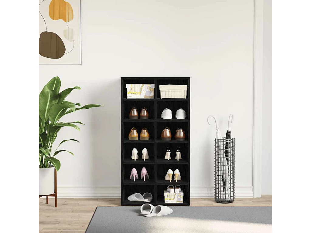 Étagère à chaussures chêne noir 54x34x100,5 cm bois ingénierie
