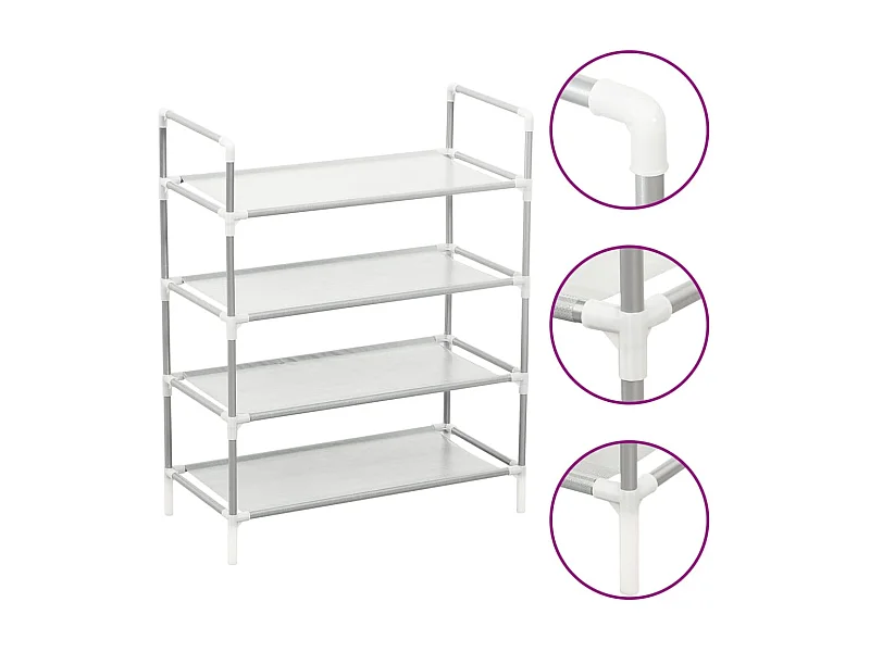 Zapatero de 4 estantes Metal y tela no tejida Plata