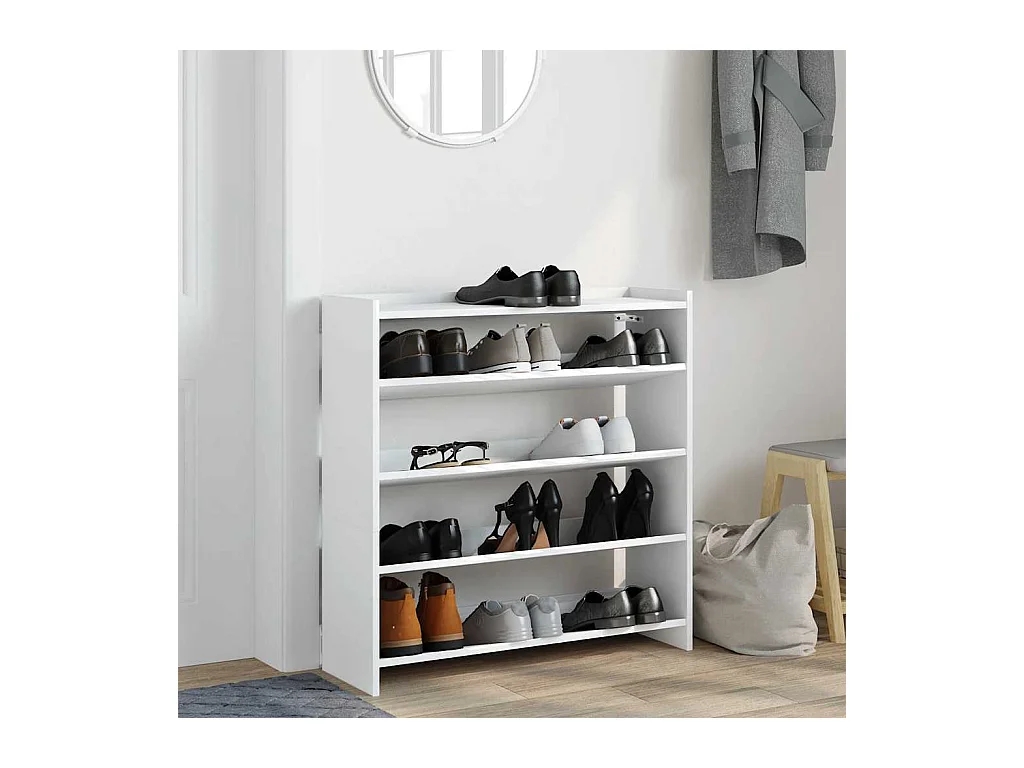 Étagère à chaussures blanc 80x25x81 cm bois d'ingénierie