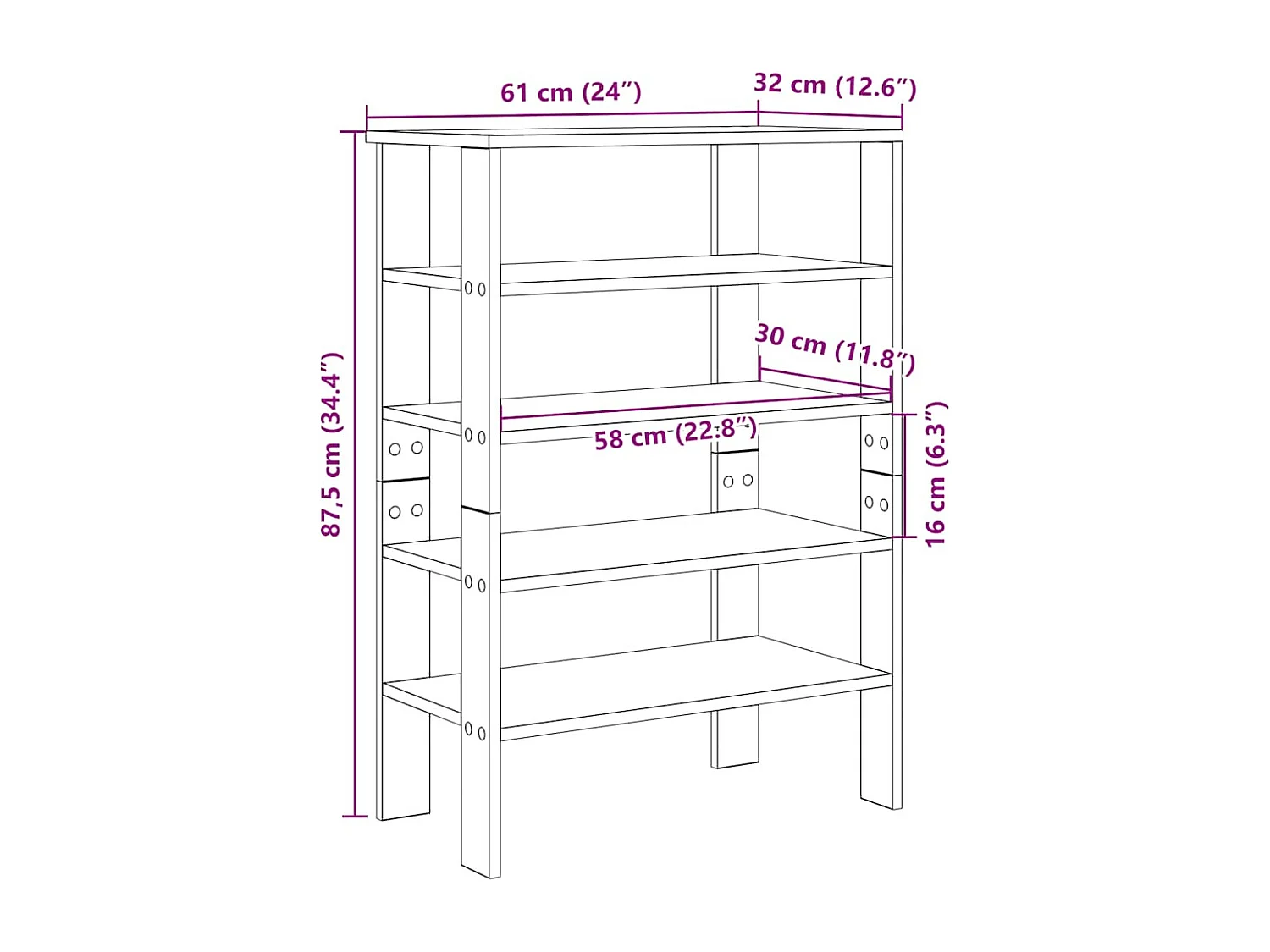 Zapatero de roble Sonoma 61x32x87,5 cm madera de ingeniería