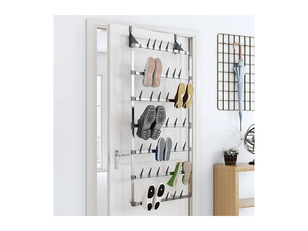 Étagère à chaussures suspendue Argenté 66x13x139 cm