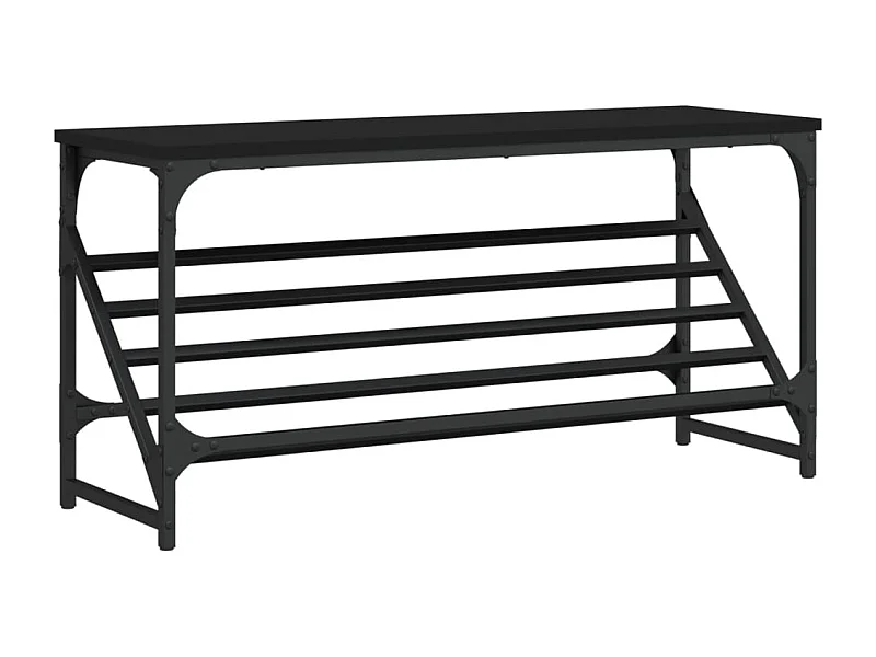 Scarpiera nera 90x30x45 cm in legno ingegnerizzato