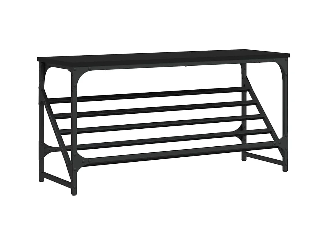 Scarpiera nera 90x30x45 cm in legno ingegnerizzato