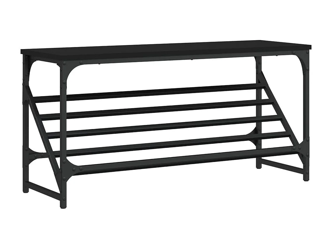 Scarpiera nera 90x30x45 cm in legno ingegnerizzato