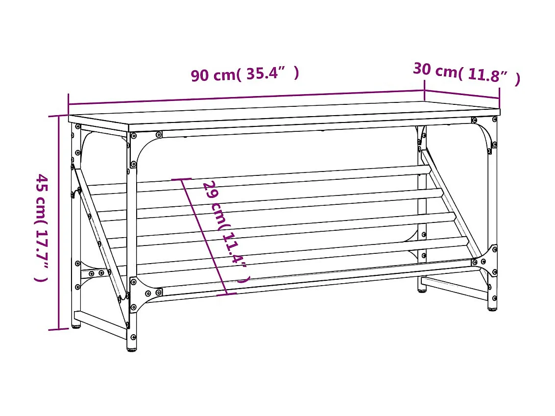 Scarpiera nera 90x30x45 cm in legno ingegnerizzato