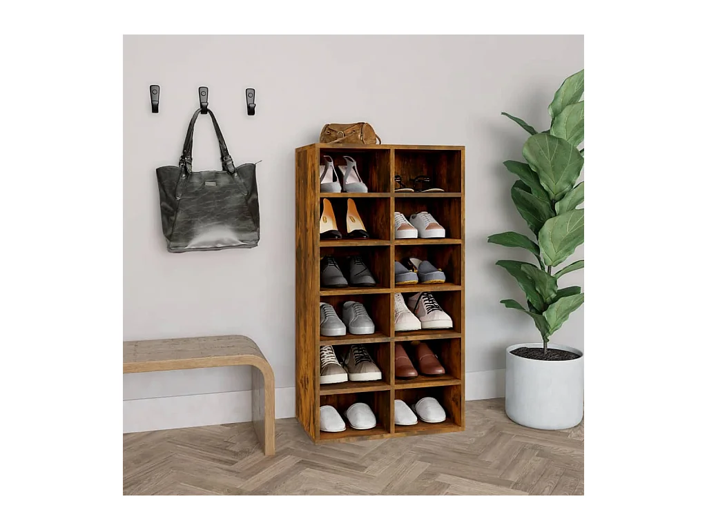 Étagère à chaussures Chêne fumé 54x34x100,5 cm