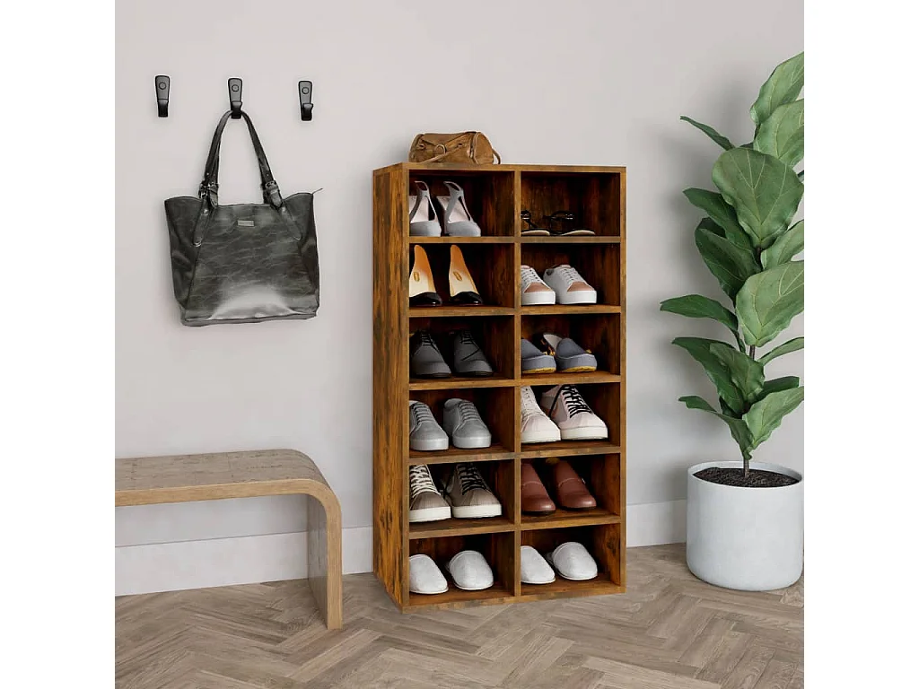 Étagère à chaussures Chêne fumé 54x34x100,5 cm