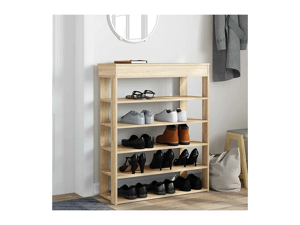 Étagère à chaussures chêne sonoma 80x30x98 cm bois d'ingénierie