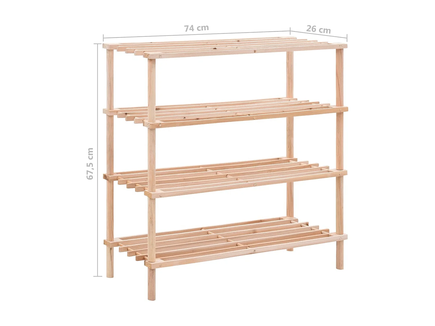 Range-chaussures à 4 étagères Bois de sapin solide