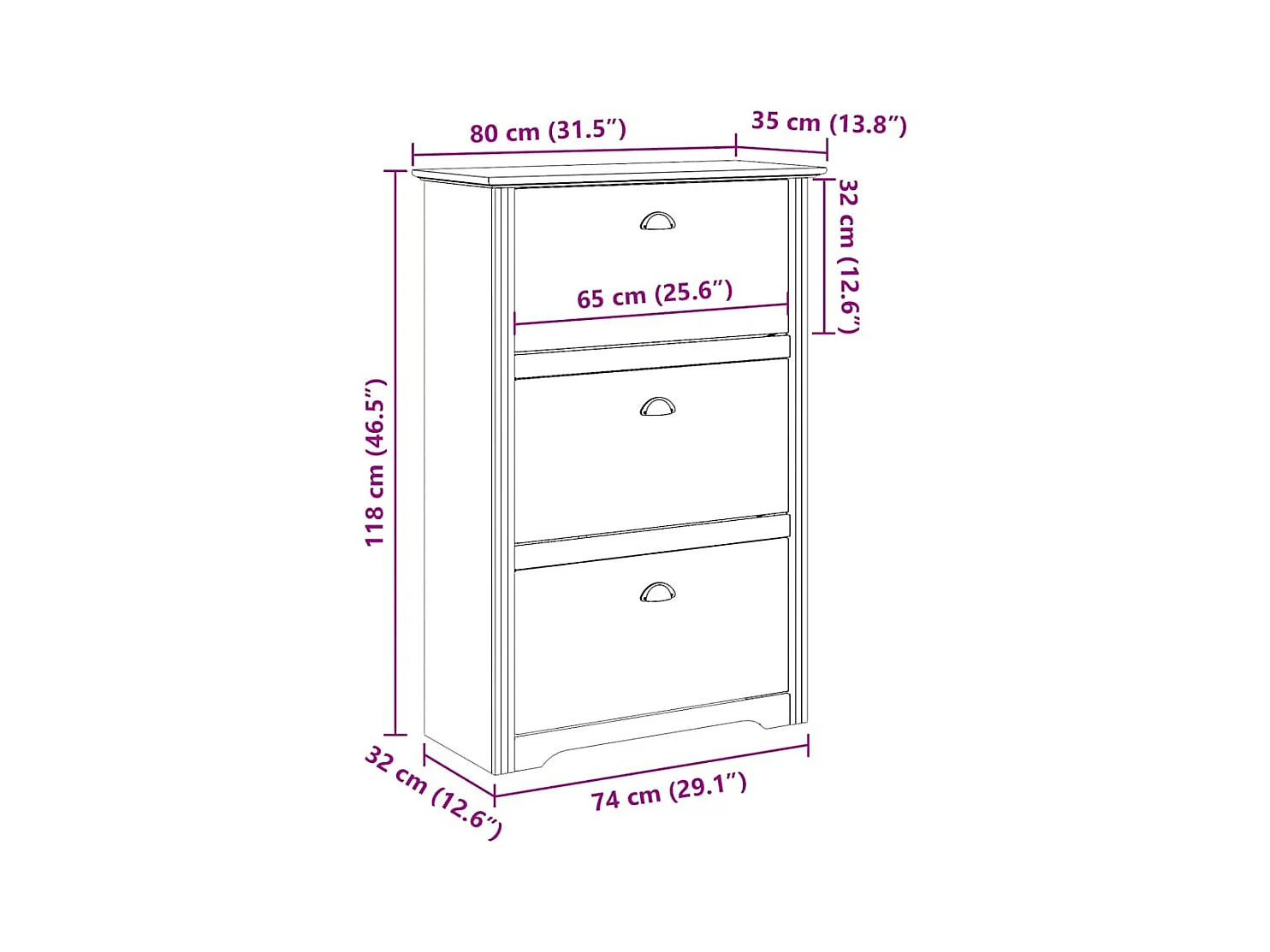 Étagère à chaussures blanc 80x35x118 cm