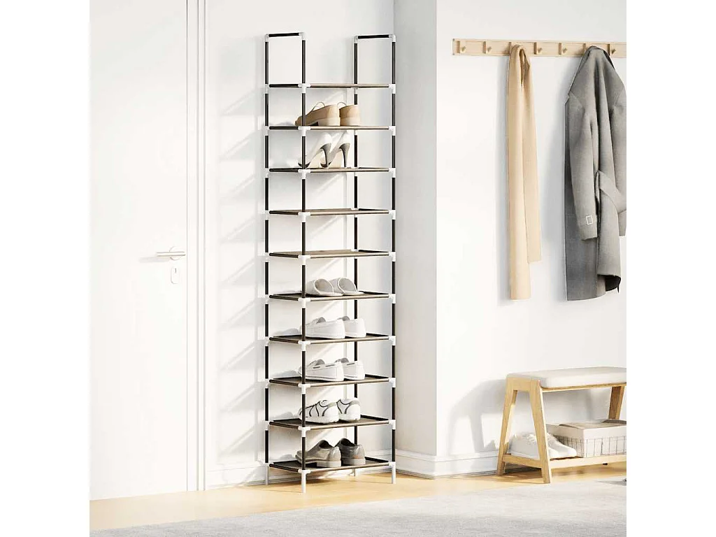 Étagère à chaussures 10 niveaux 44x28x180 cm tissu non-tissé