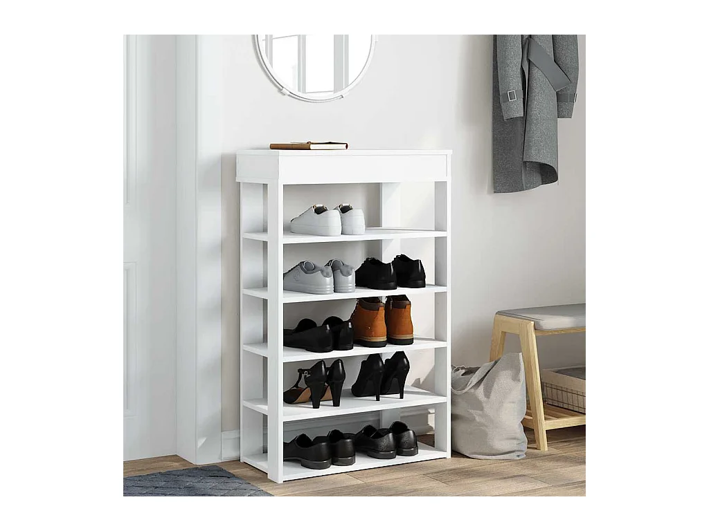 Étagère à chaussures blanc 60x30x98 cm bois d'ingénierie