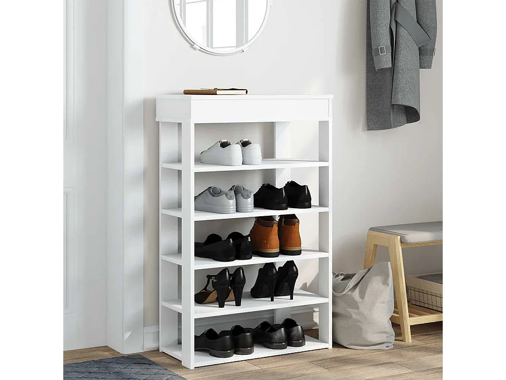 Étagère à chaussures blanc 60x30x98 cm bois d'ingénierie