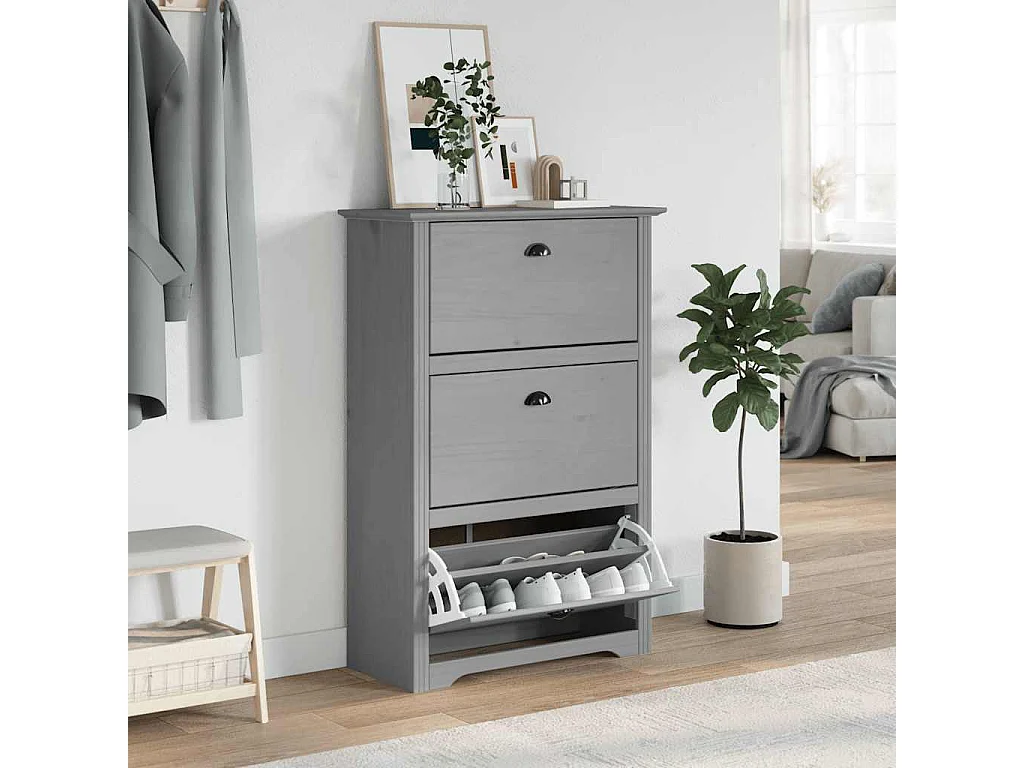 Étagère à chaussures gris 80x35x118 cm