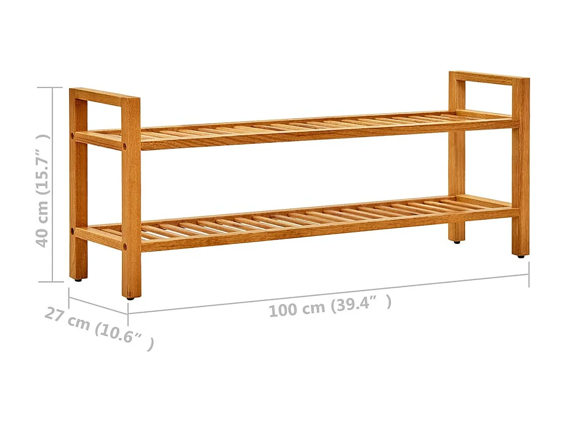 Zapatero de 2 niveles 100x27x40 cm Roble macizo
