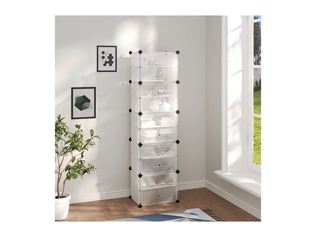 Transparant schoenenrek 44x31,5x153,5 cm PP