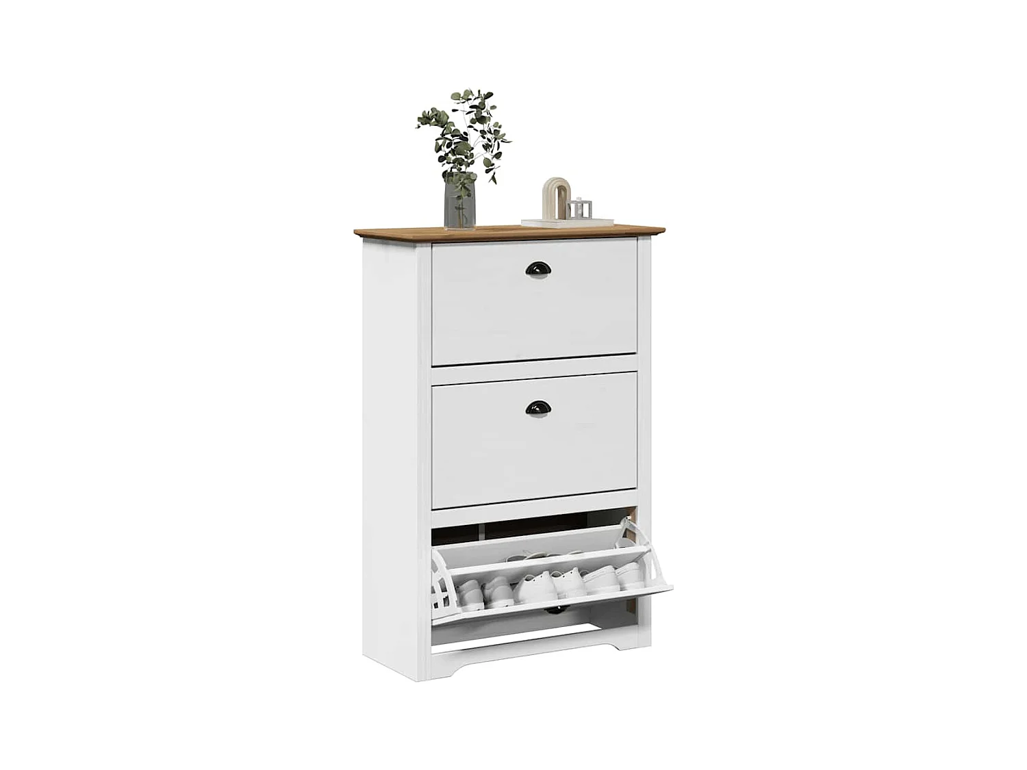 Schuhregal weiß und braun 80x35x118 cm
