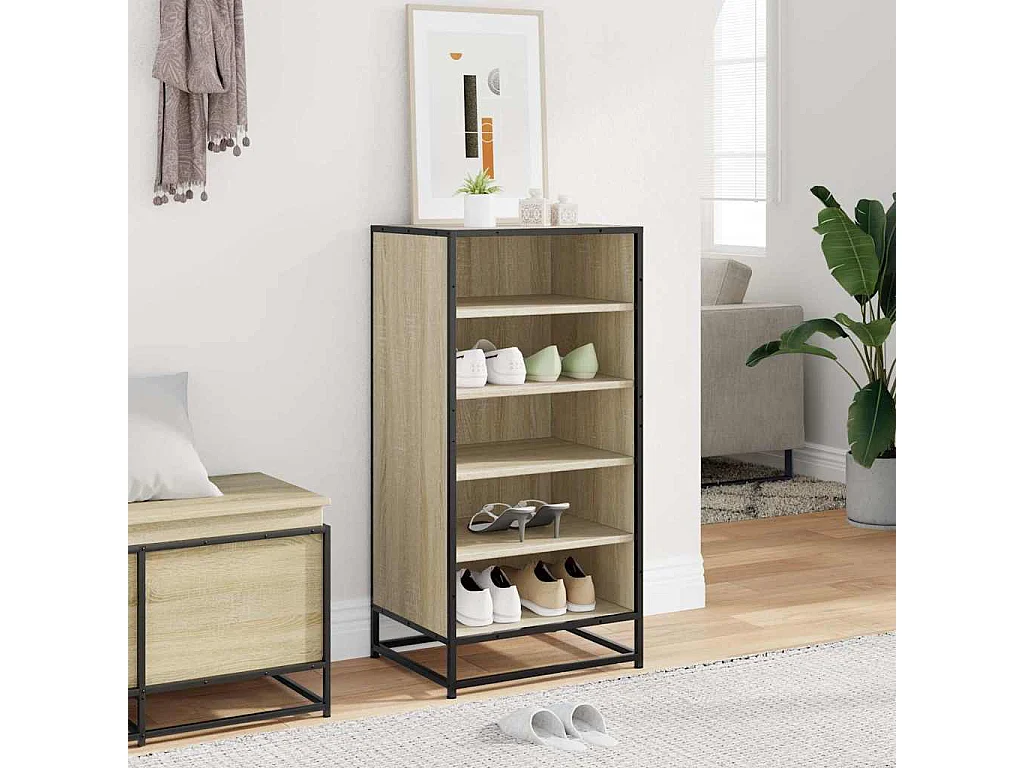 Étagère à chaussures chêne sonoma 48x38x97,5 cm bois ingénierie