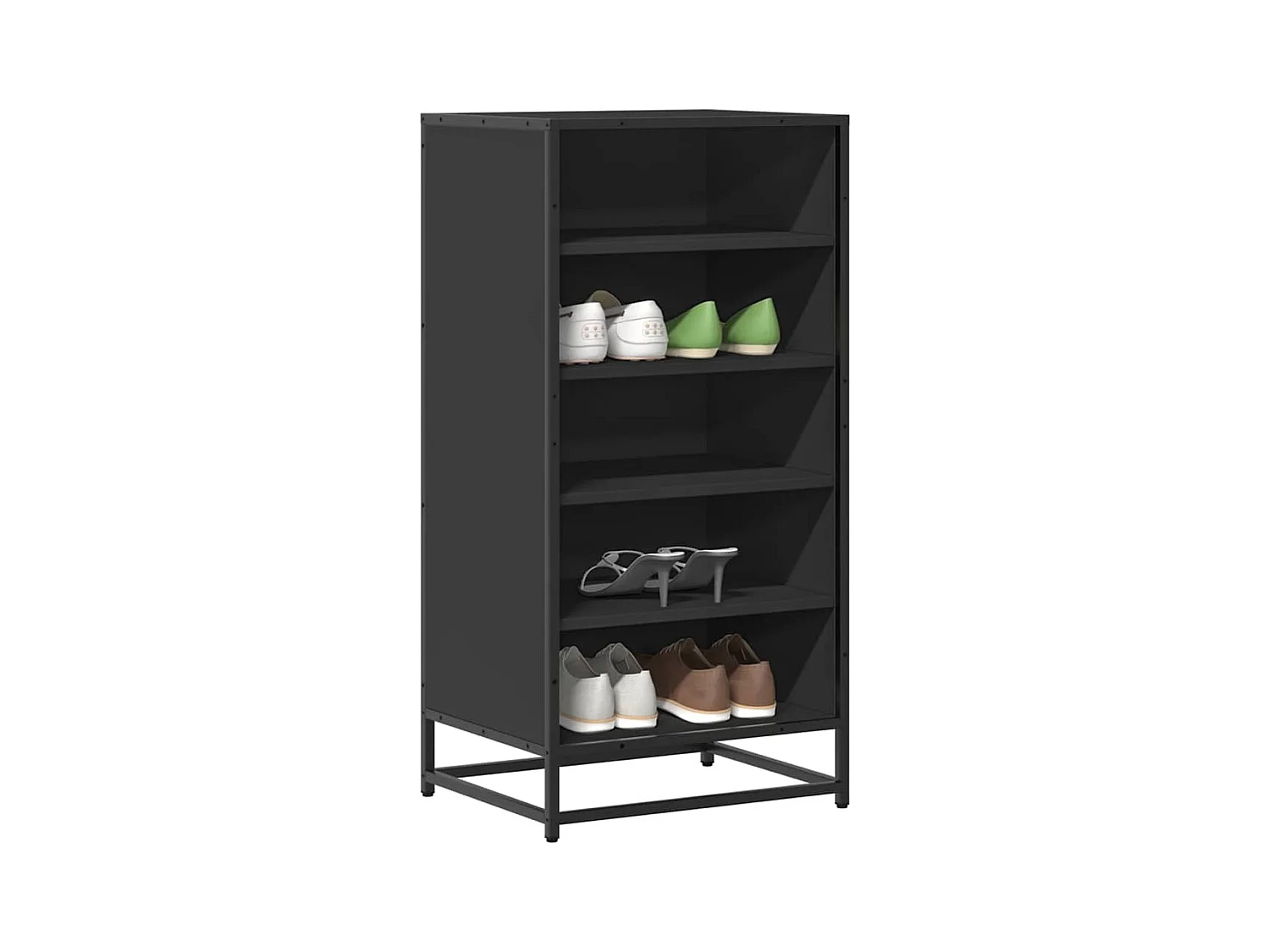 Zwarte schoenenrek 48x38x97,5 cm bewerkt hout