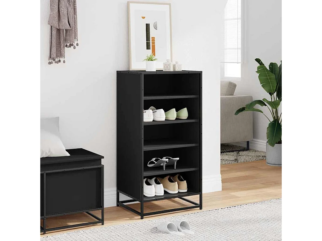 Zapatero negro 48x38x97,5 cm madera de ingeniería