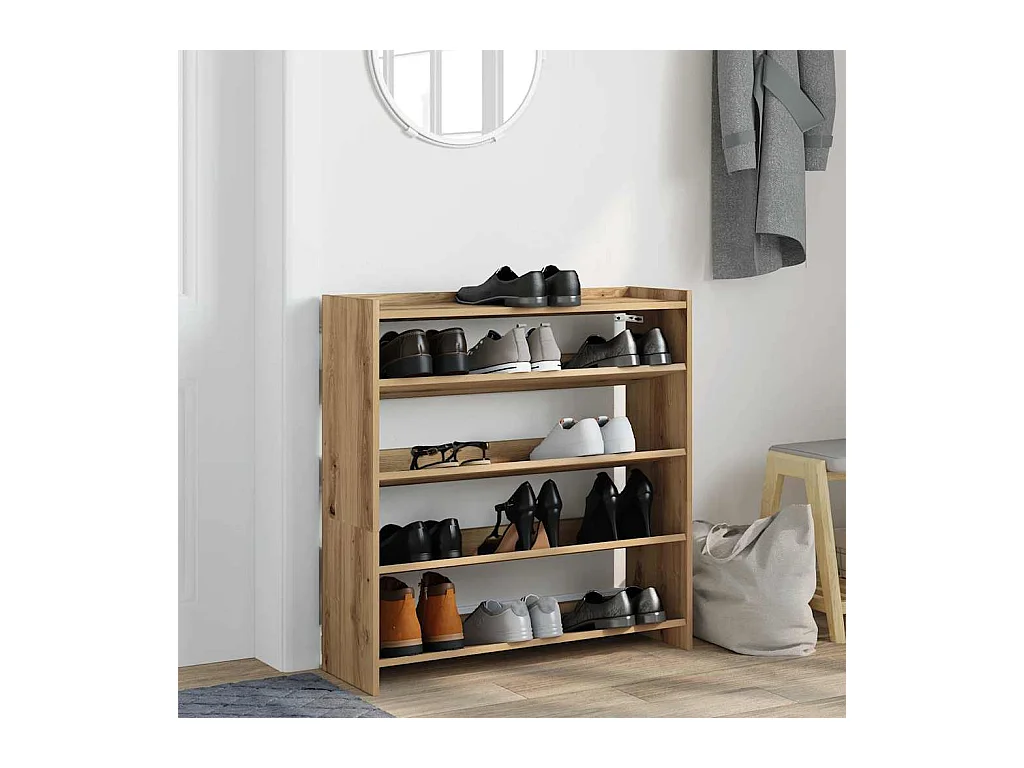 Étagère à chaussures chêne artisanal bois d'ingénierie