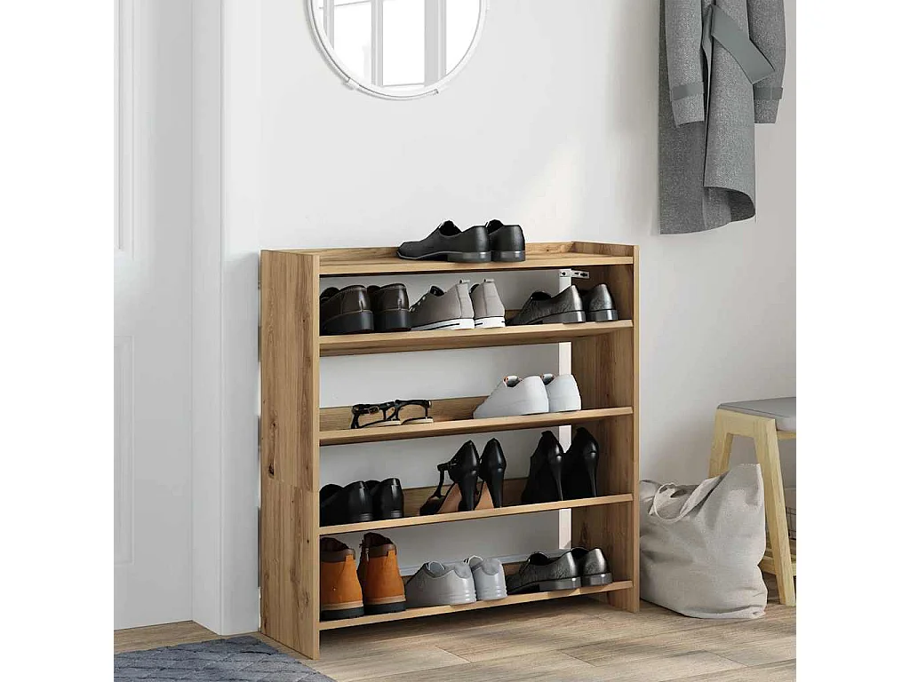 Étagère à chaussures chêne artisanal bois d'ingénierie
