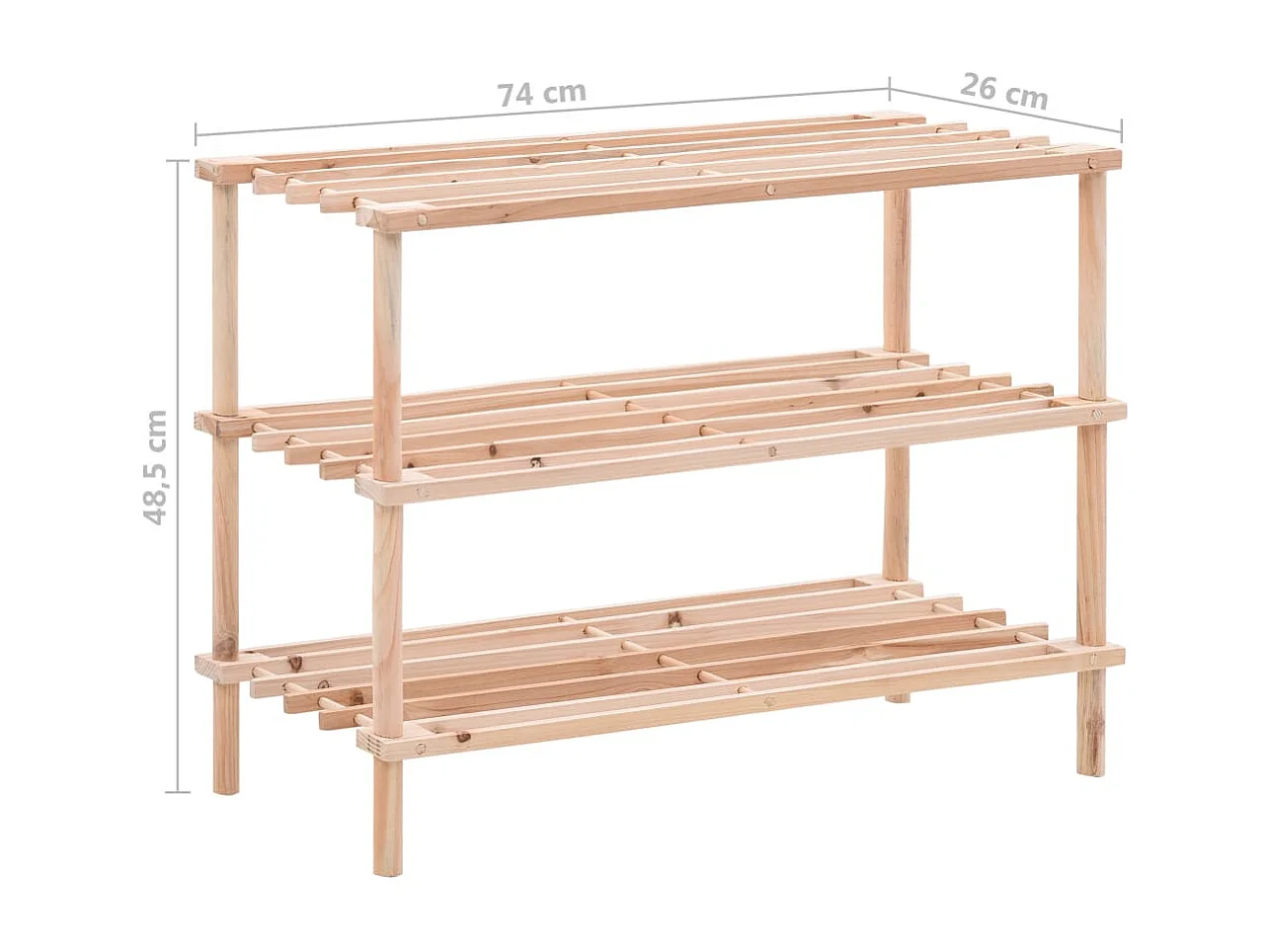 Range-chaussures à 3 étagères Bois de sapin solide