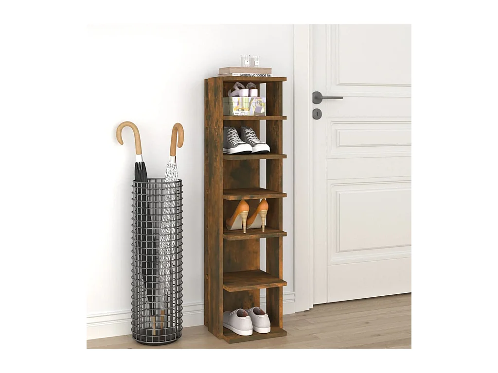Étagère à chaussures Chêne fumé 27,5x27x102cm Bois d'ingénierie