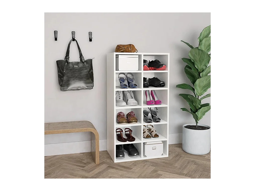 Étagère à chaussures Blanc 54x34x100,5 cm Bois d'ingénierie