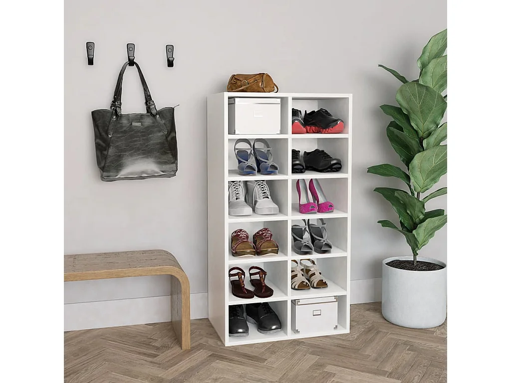 Zapatero blanco 54x34x100,5 cm Madera de ingeniería