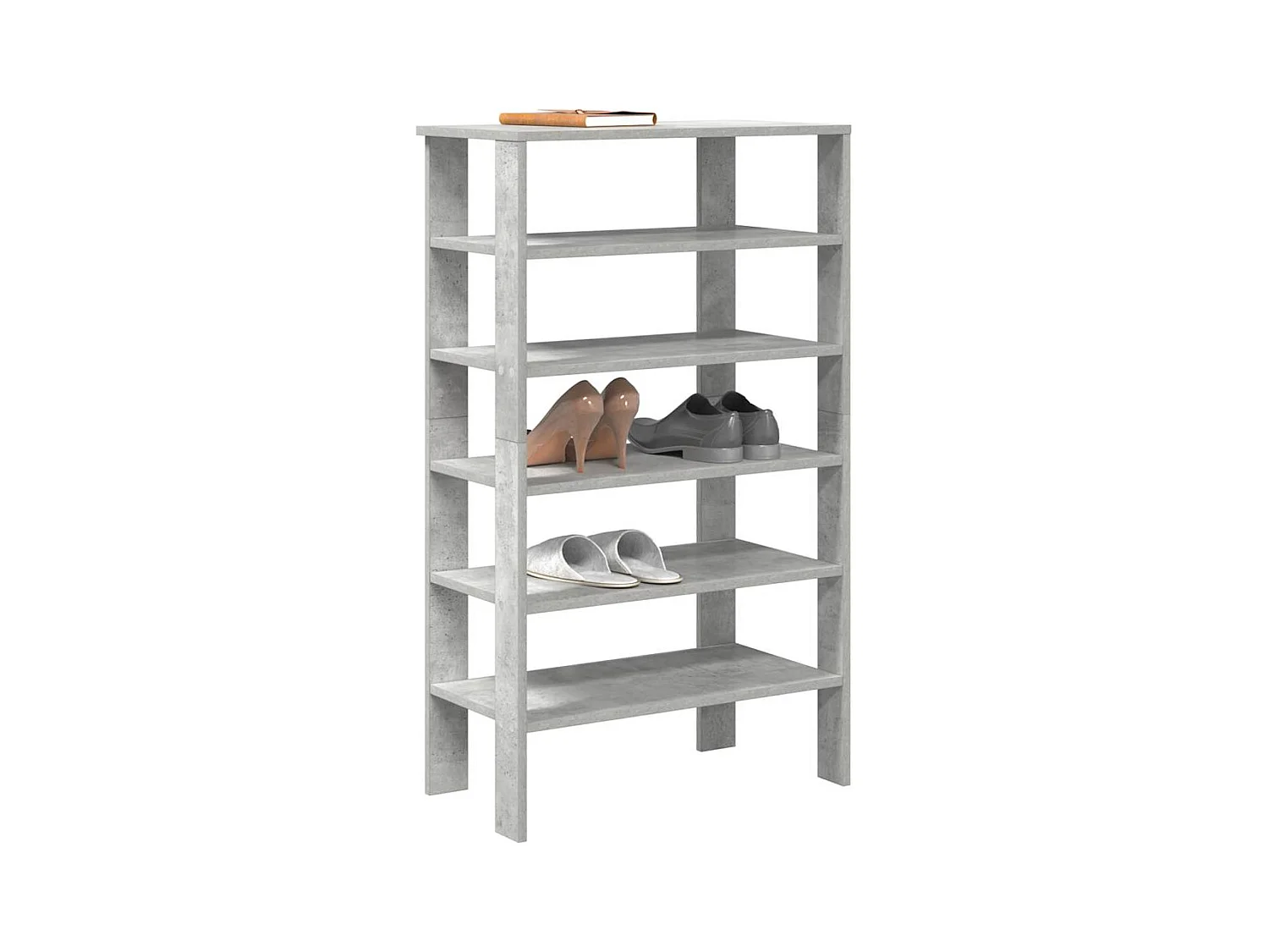 Étagère à chaussures gris béton 61x32x105 cm bois d'ingénierie