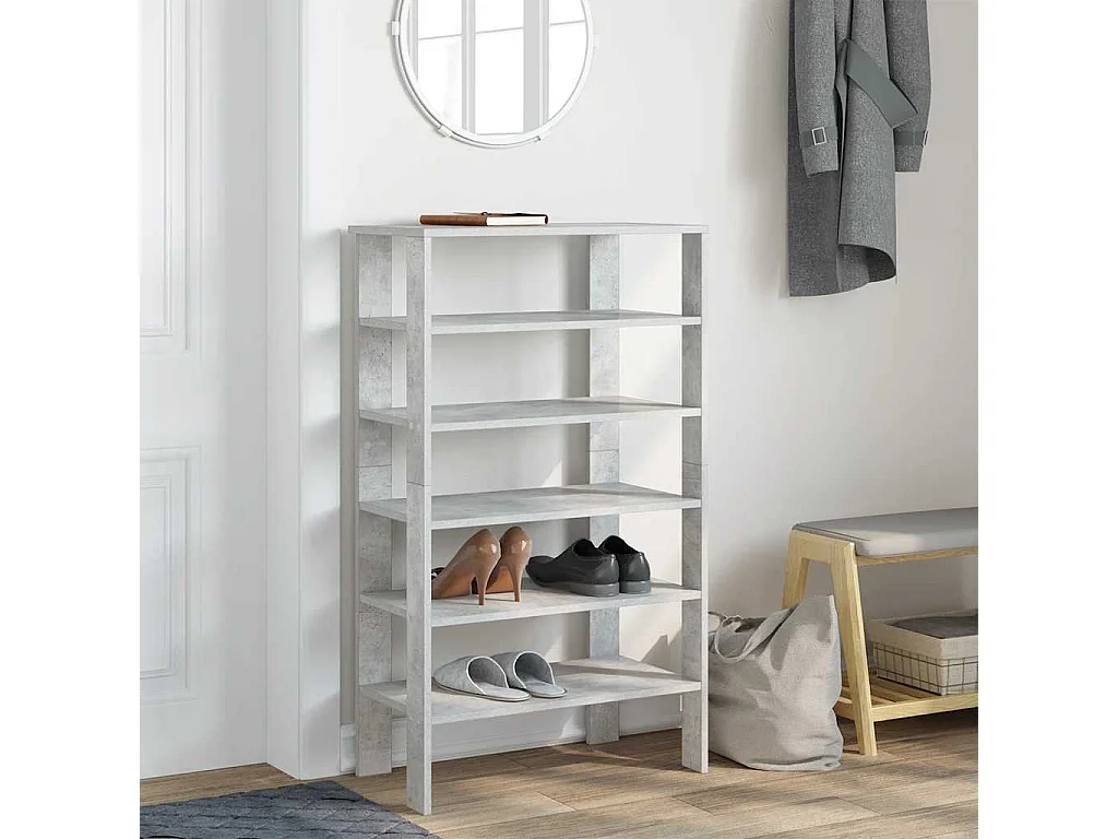 Scarpiera grigio cemento 61x32x105 cm in legno ingegnerizzato
