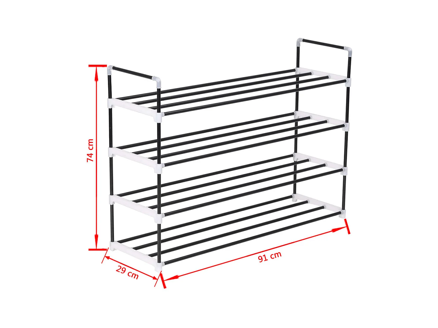Zapatero con 4 estantes Metal y plástico negro