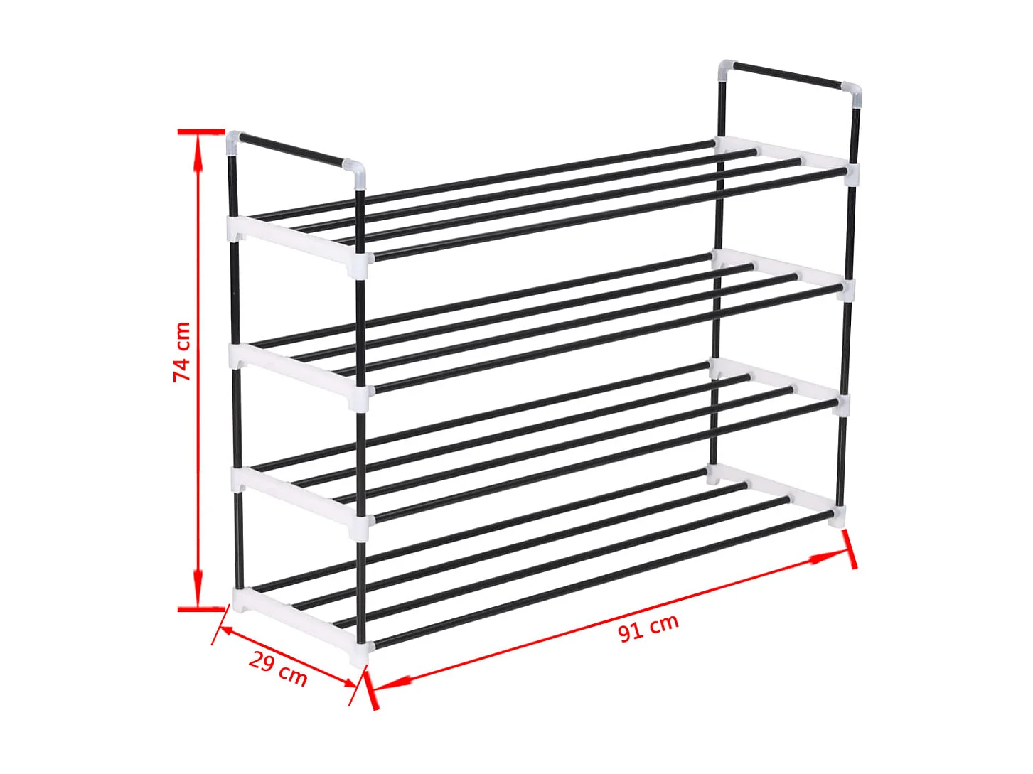 Zapatero con 4 estantes Metal y plástico negro