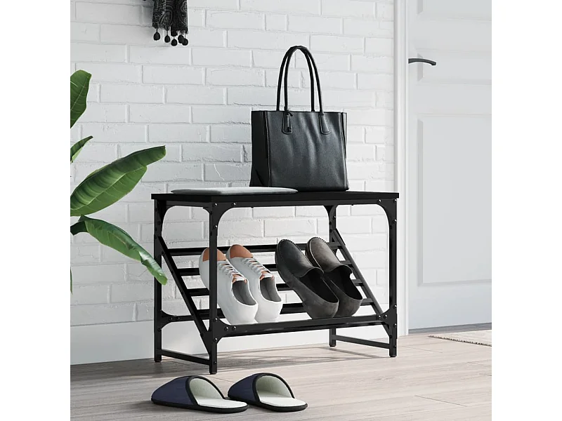 Zapatero negro 60x30x45 cm madera de ingeniería