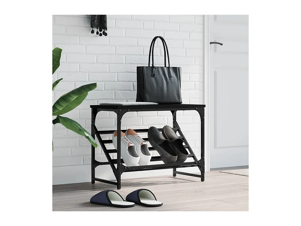 Scarpiera nera 60x30x45 cm in legno ingegnerizzato