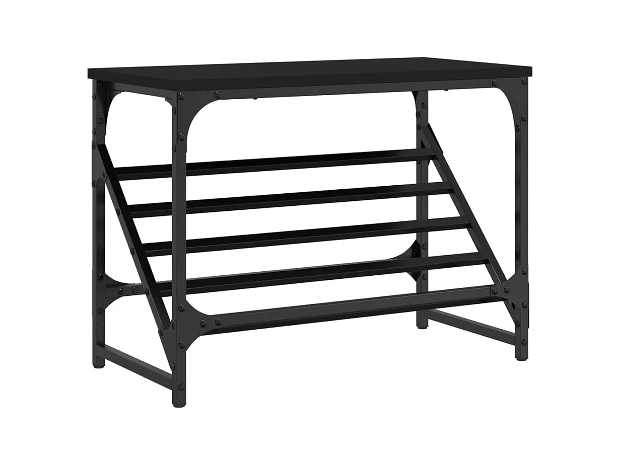 Scarpiera nera 60x30x45 cm in legno ingegnerizzato