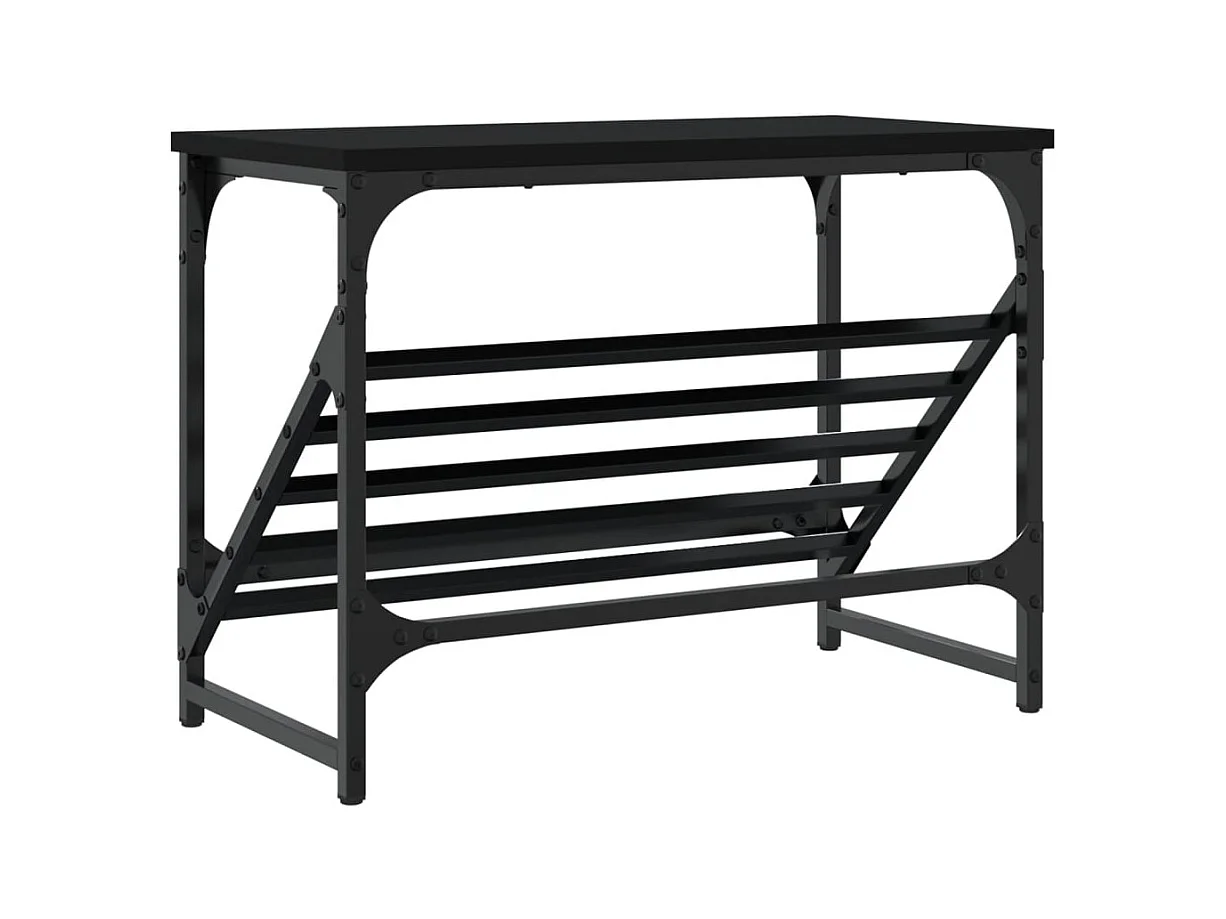 Scarpiera nera 60x30x45 cm in legno ingegnerizzato