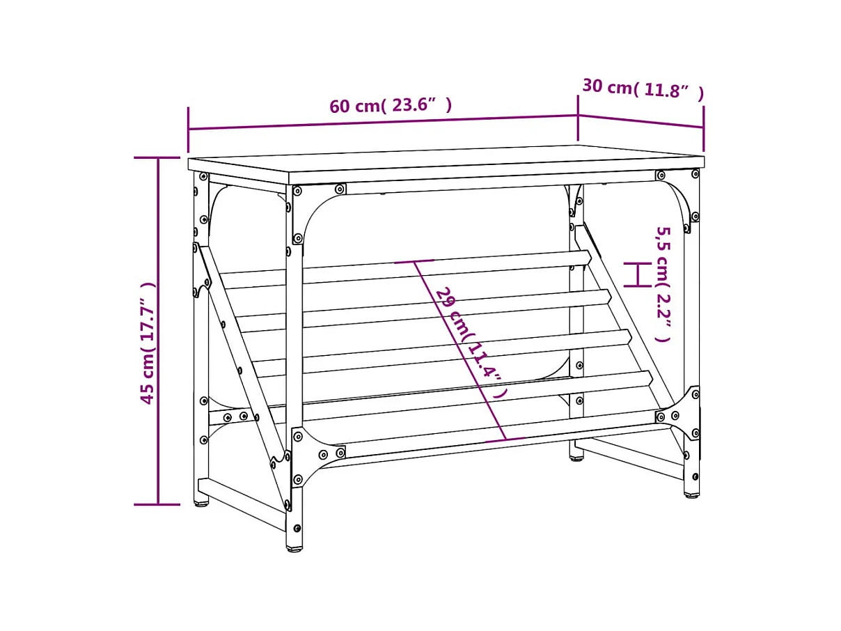 Scarpiera nera 60x30x45 cm in legno ingegnerizzato