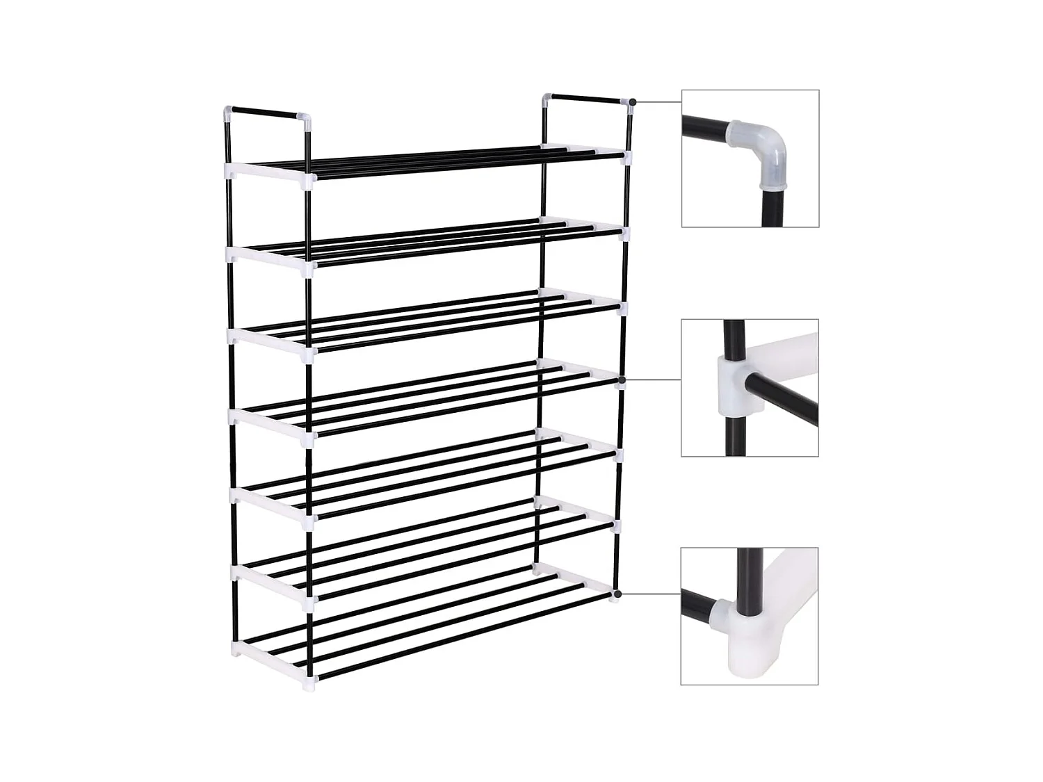 Range-chaussures avec 7 étagères Métal et plastique Noir