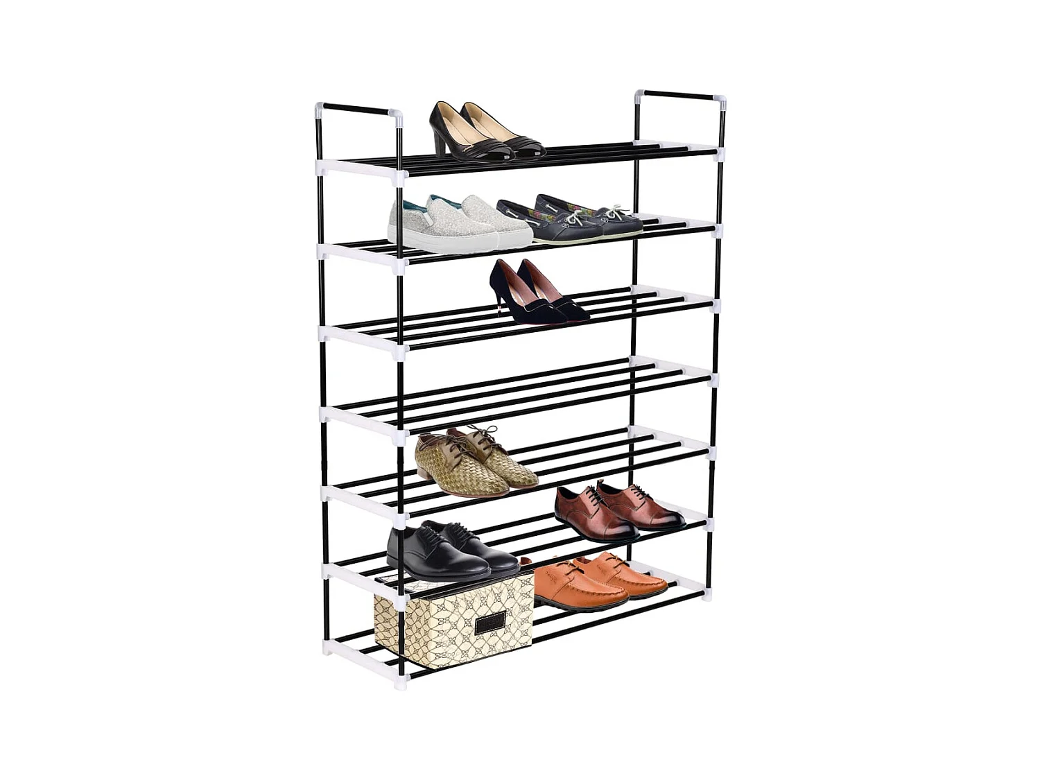 Range-chaussures avec 7 étagères Métal et plastique Noir