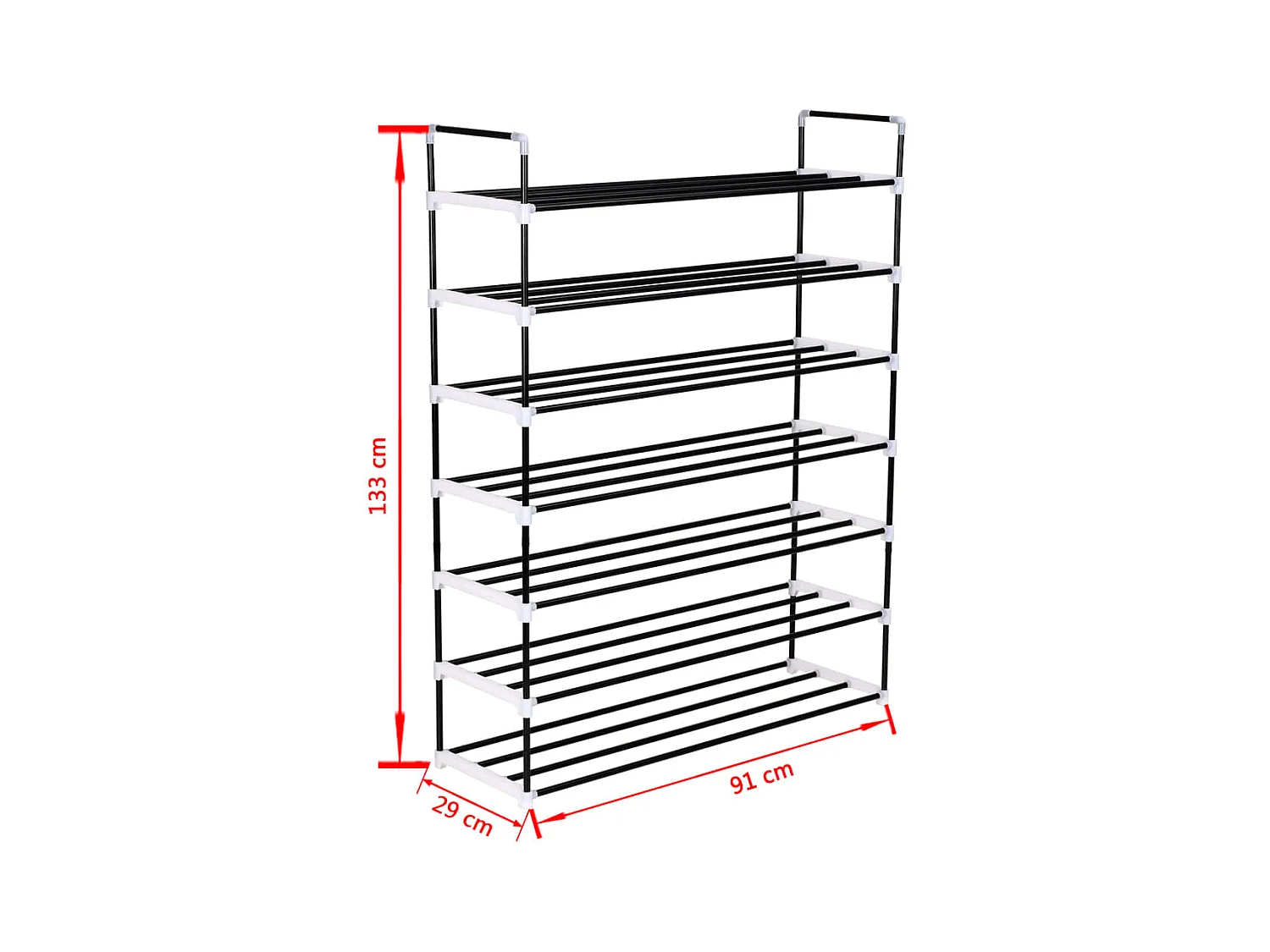 Range-chaussures avec 7 étagères Métal et plastique Noir