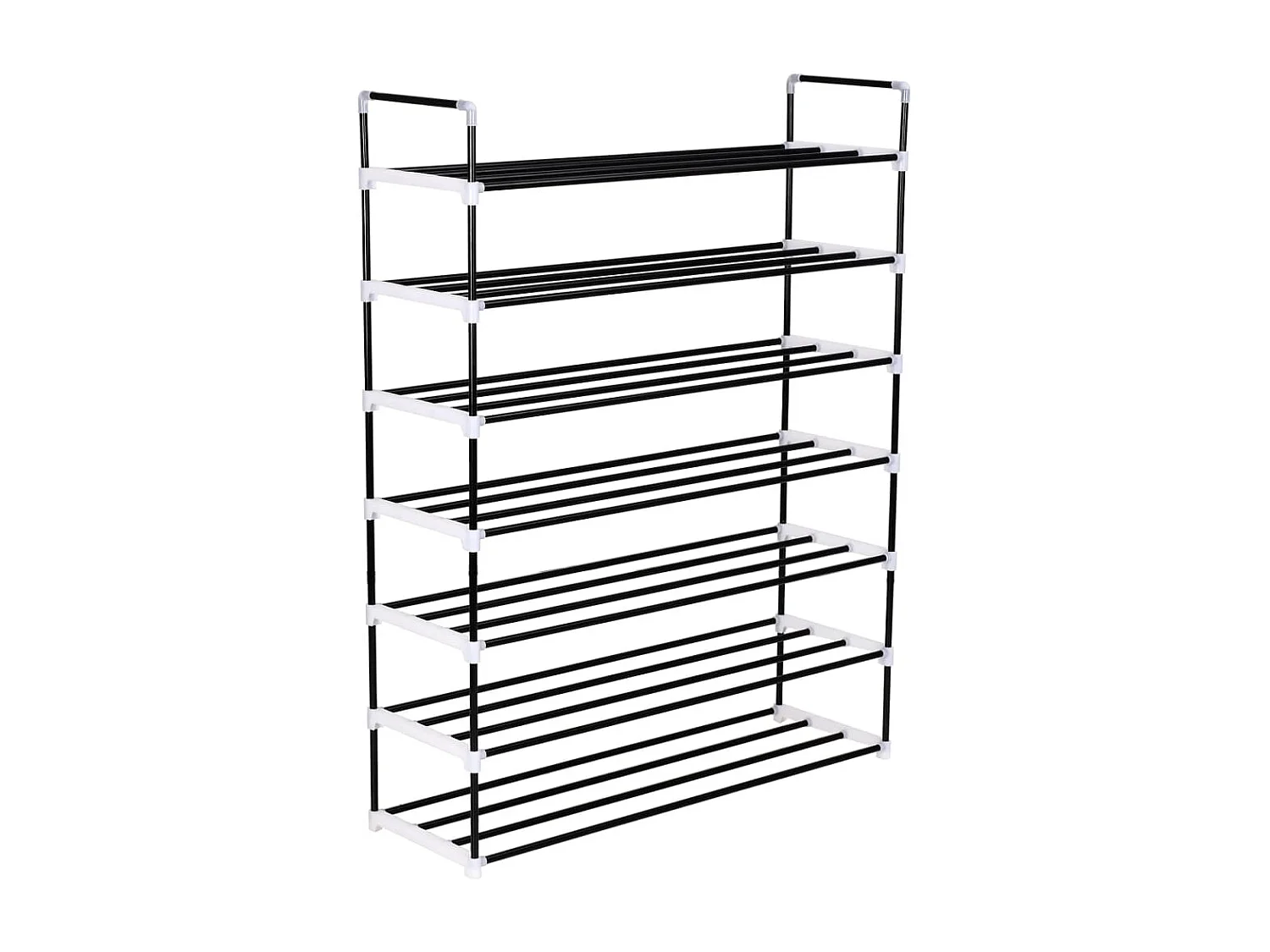 Scarpiera con 7 ripiani in metallo e plastica Nero